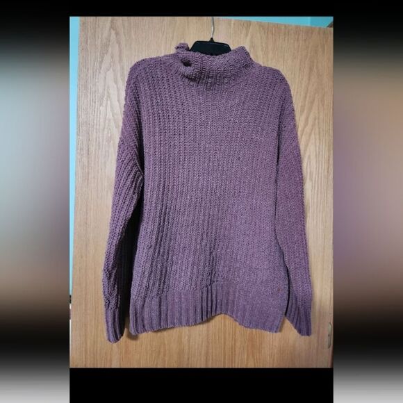 PINK Victorias Secret Medium Cozy Mauve Turtleneck Sweater oversized chunky lady - Picture 11 of 16